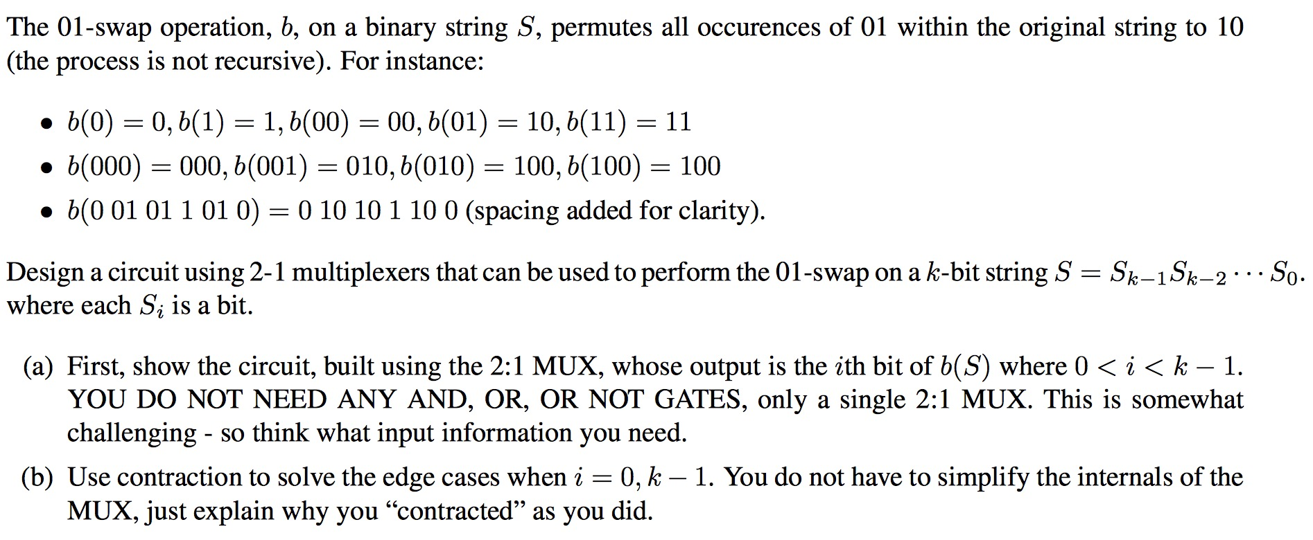 The 01-swap Operation, B, On A Binary String S, | Chegg.com