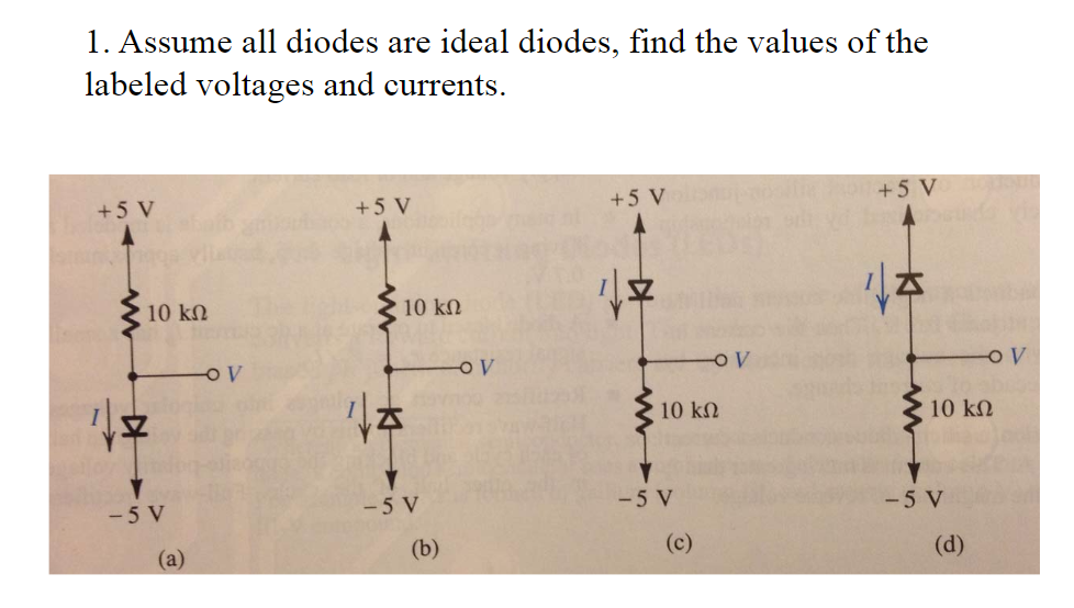Solved 1. Assume all diodes are ideal diodes, find the
