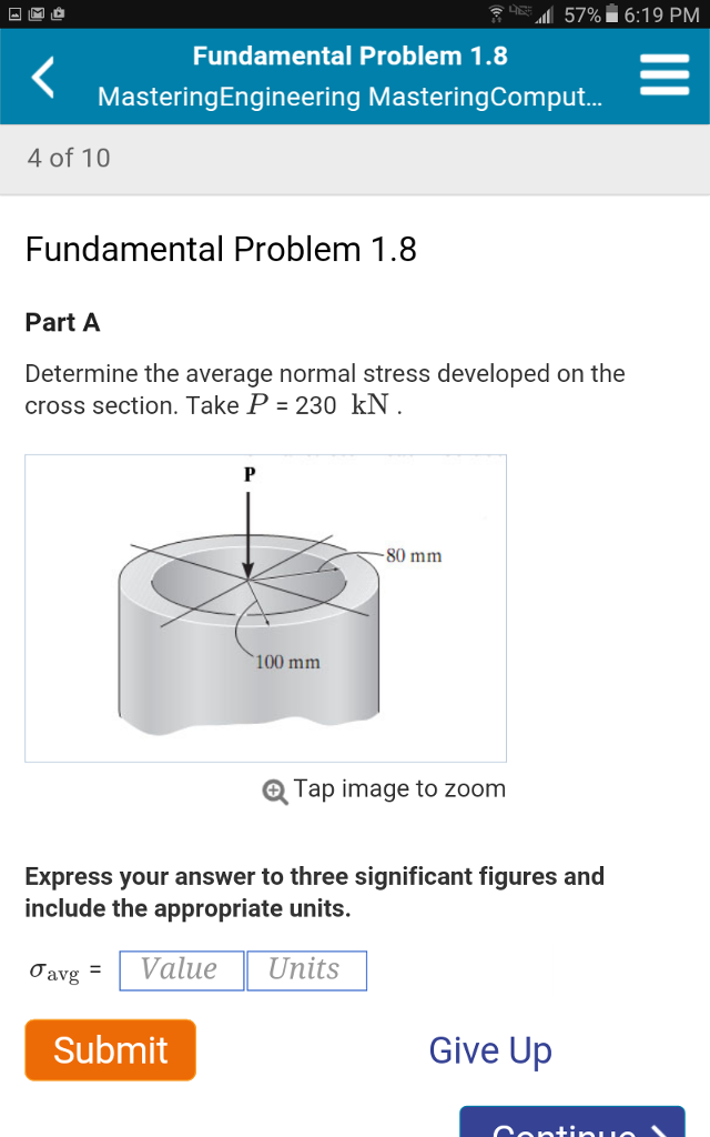 Solved Determine The Average Normal Stress Developed On The | Chegg.com