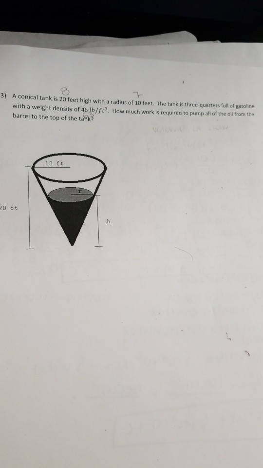Solved A conical tank is 20 feet high with a radius of 10