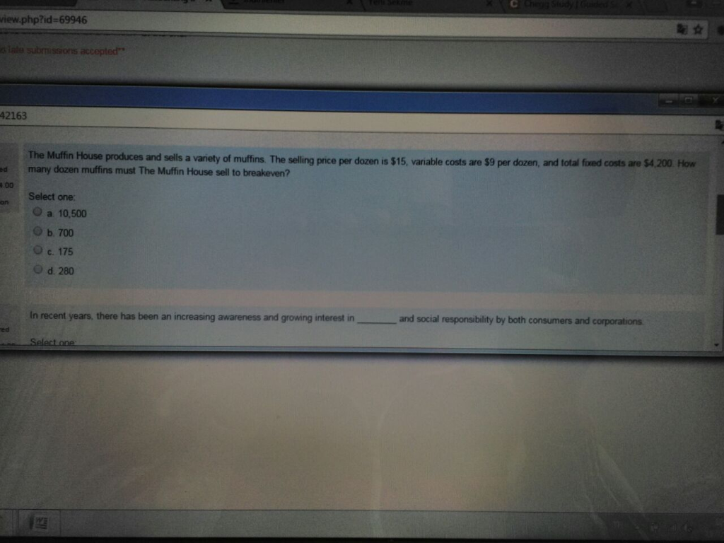 Solved The Muffin House produces and sells a vanity of