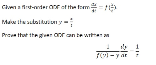 Solved Given A First-order Ode Of The Form Dt = Fe Make The 