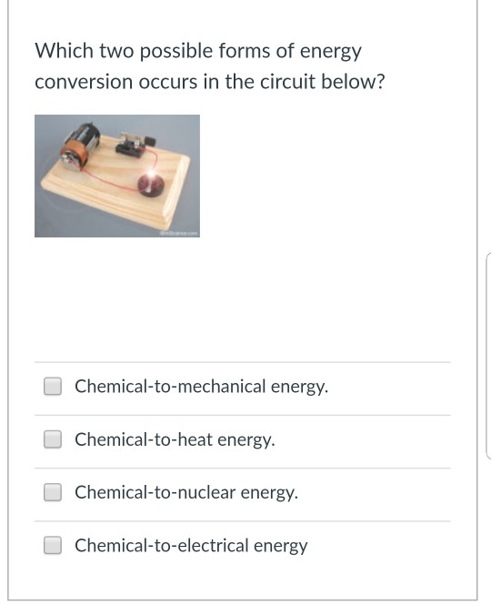 Solved Which two possible forms of energy conversion occurs