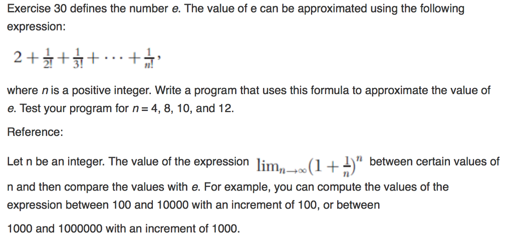 solved-exercise-30-defines-the-number-e-the-value-of-e-can-chegg