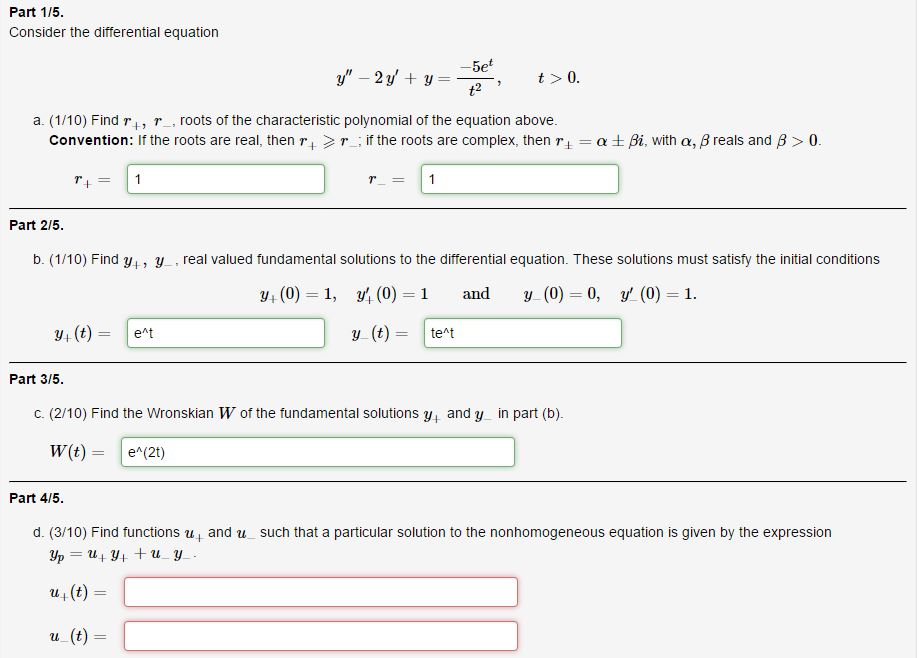 Solved Consider the differential equation y'' - 2y' + y = | Chegg.com