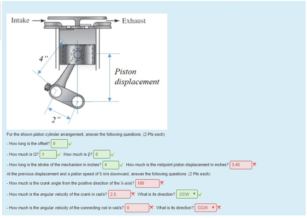 Solved Intake Exhaust 39 Piston displacement 93 For the