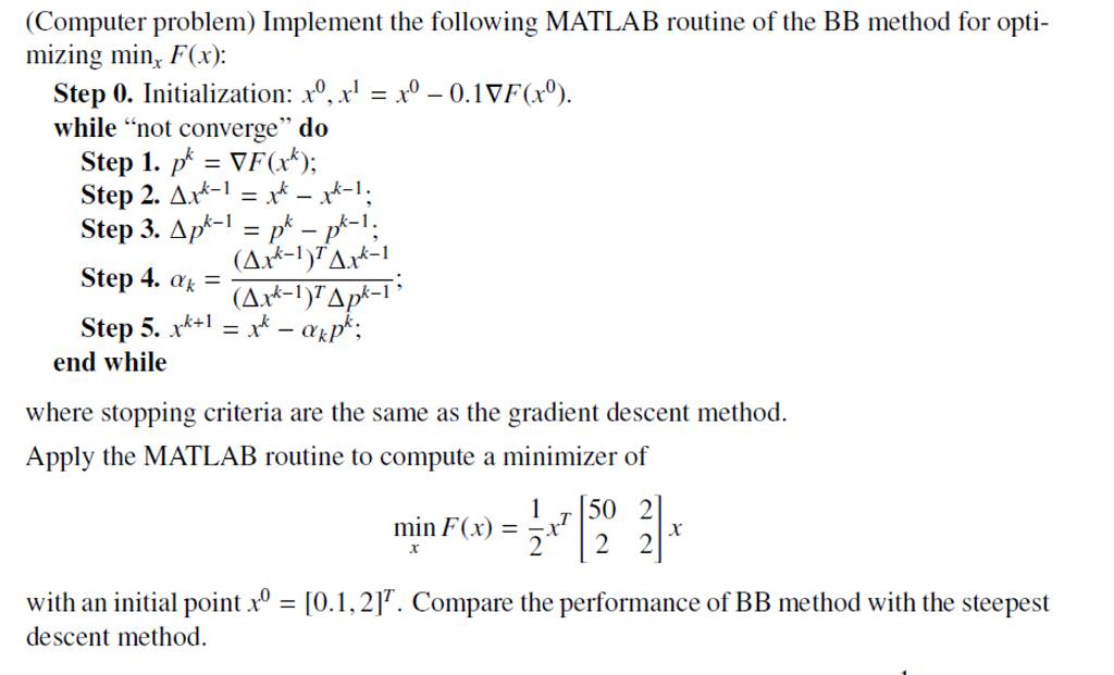 Implement the following MATLAB routine of the BB | Chegg.com