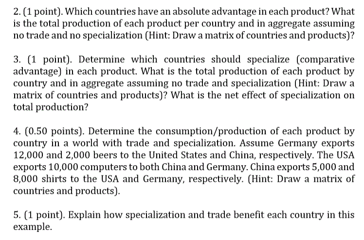 Solved Suppose The Following 3 Countries Can Produce The | Chegg.com