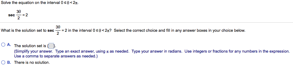 Solved Solve the equation on the interval 0 | Chegg.com