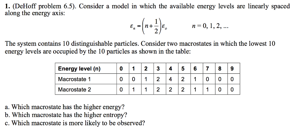 Solved Consider a model in which the available energy levels | Chegg.com