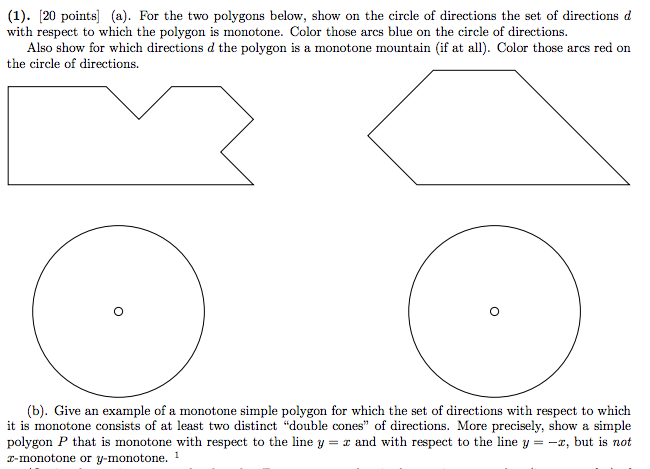 For the two polygons below, show on the circle of | Chegg.com