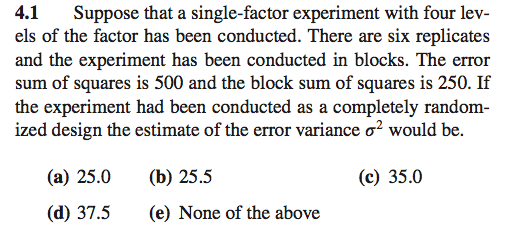 Solved 4.1Suppose that a single-factor experiment with four | Chegg.com