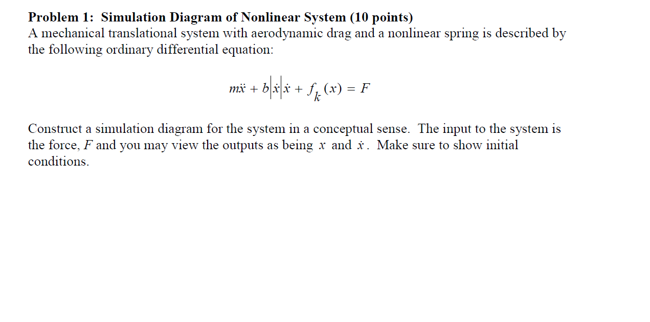 Problem 1 Simulation Diagram Of Nonlinear System 10 Chegg Problem 1 Simulation Diagram Of Nonlinear System 10 Chegg