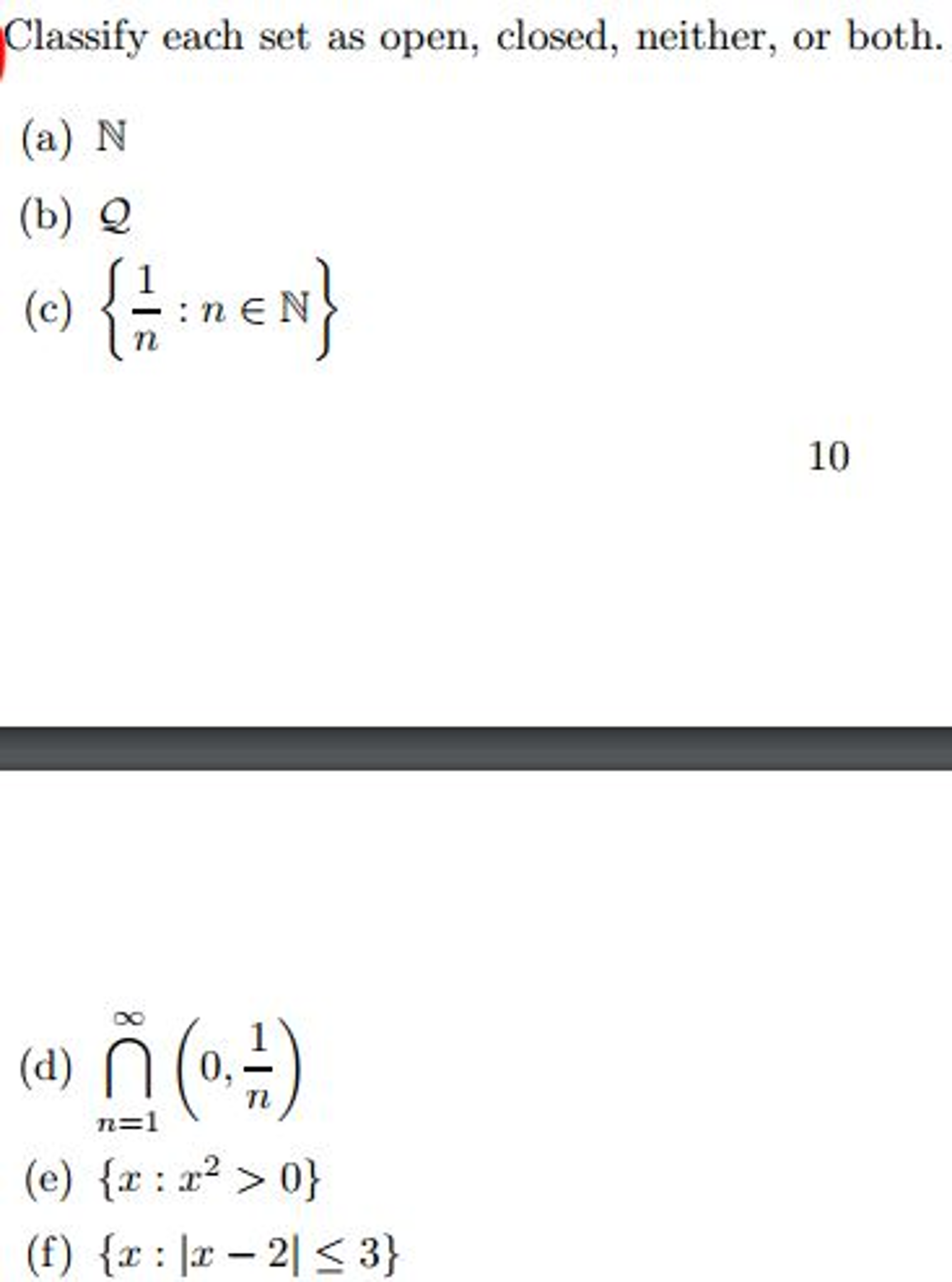 Solved Classify each set as open closed neither or both