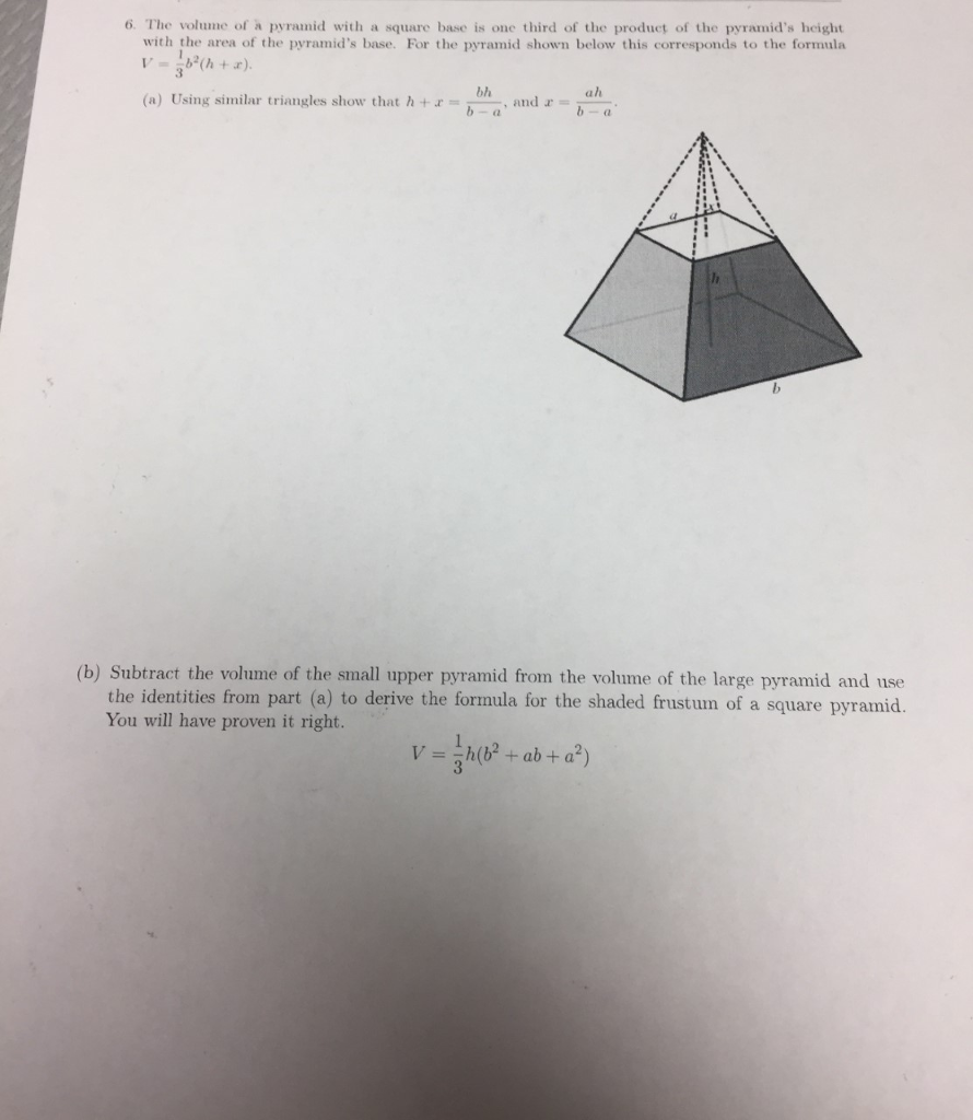 volume of a pyramid with a square base without height