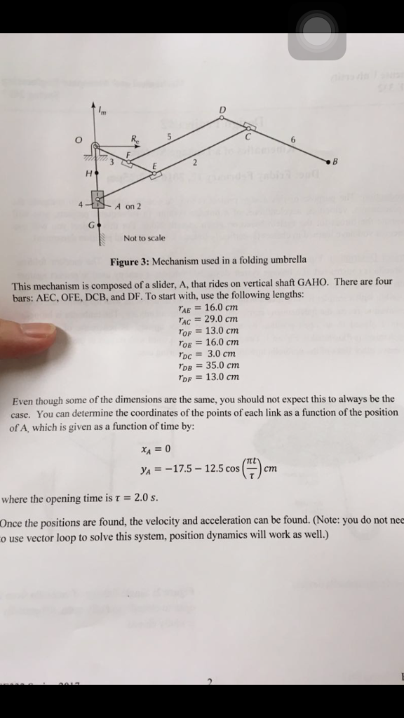Solve for the umbrella linkage system. Only list all