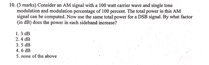 Solved 10. (AM vs DSB sideband power) Consider an AM signal | Chegg.com