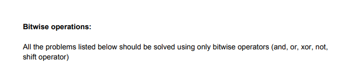 Solved Bitwise Operations: All The Problems Listed Below | Chegg.com