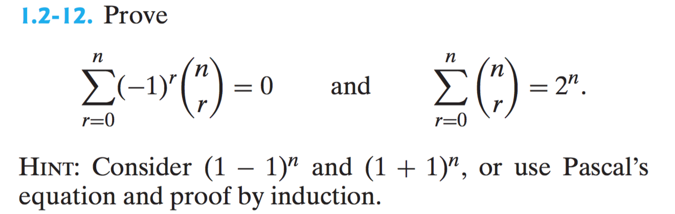 Sigma R Proof Solved Prove sigma_r=0^n (-1)^r (n r) = 0 and sigma_r = | Chegg.com