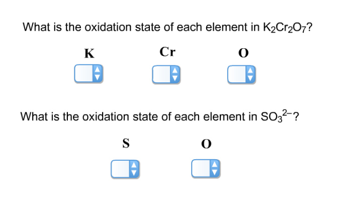 Solved What is the oxidation state of each element in | Chegg.com