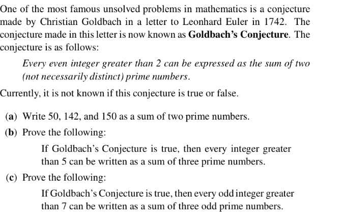 Solved One of the most famous unsolved problems in | Chegg.com