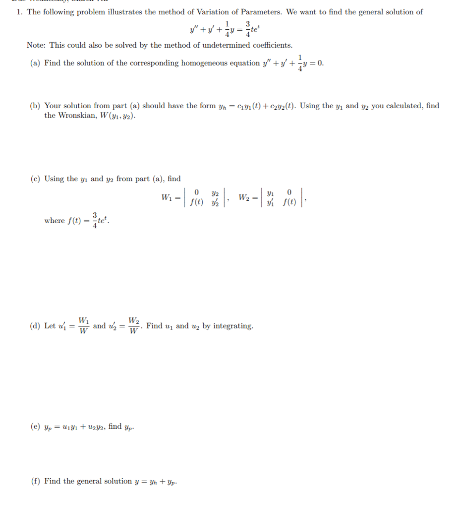 Solved 1. The following problem illustrates the method of | Chegg.com