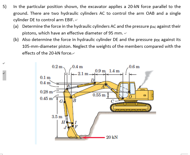 Solved 5) N The Particular Position Shown, The Excavator | Chegg.com