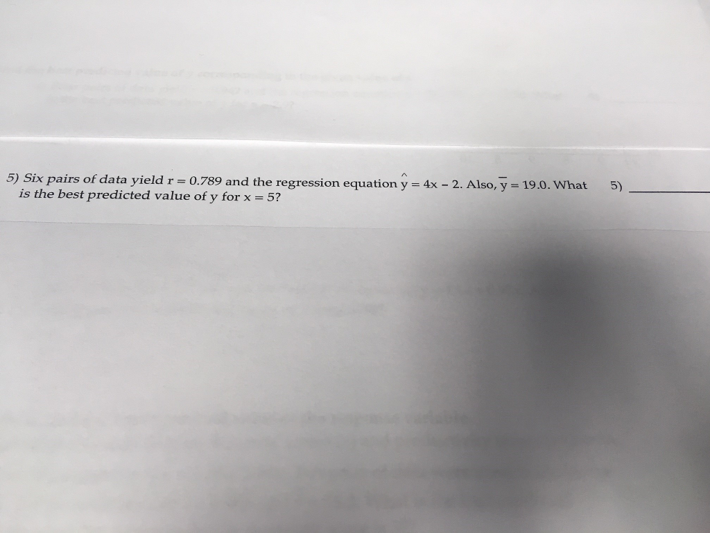 5) Six pairs of data yield r = 0.789 and the