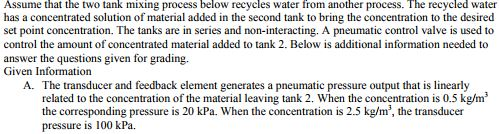 Assume that the two tank mixing process below | Chegg.com