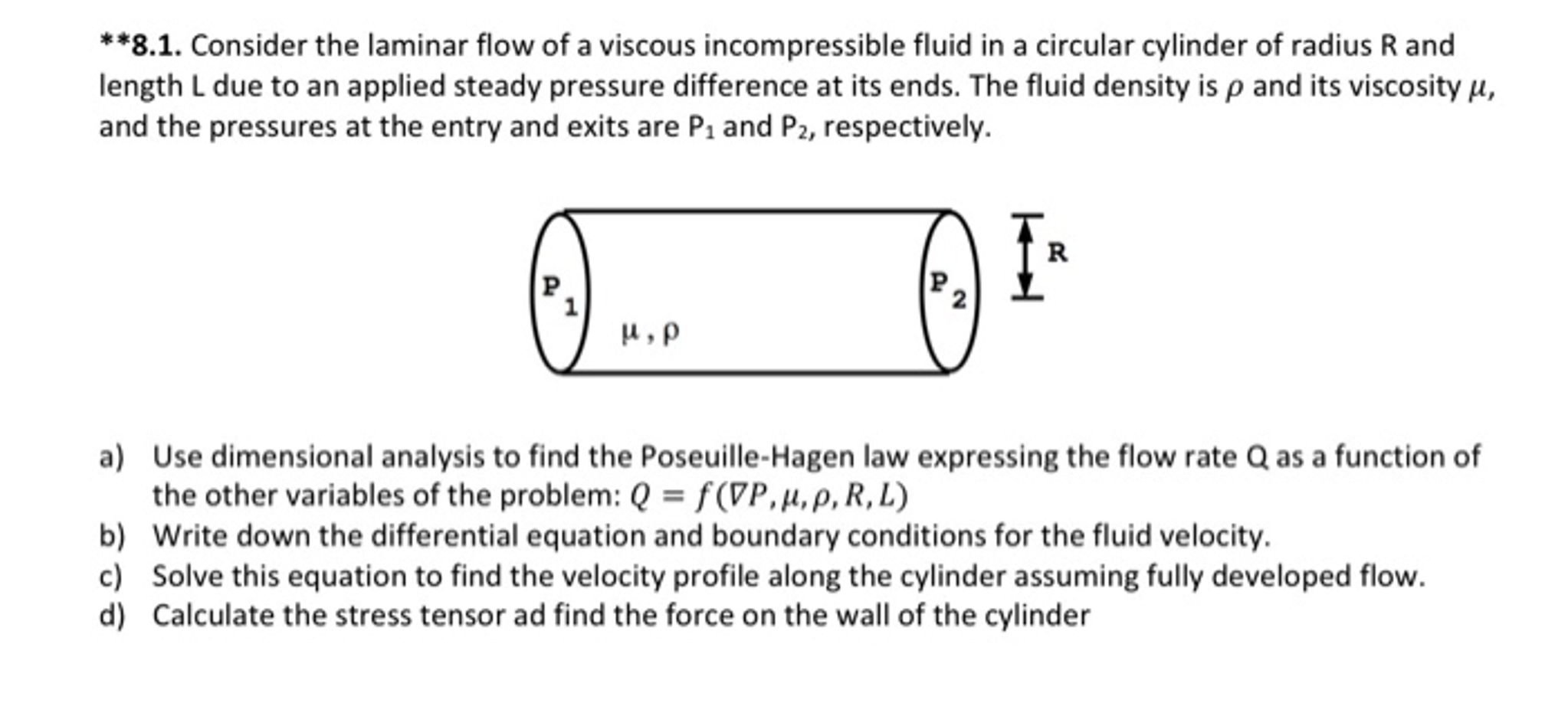 Consider the laminar flow of a viscous incompressible | Chegg.com