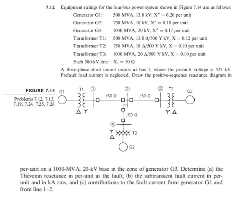 Solved 7.12 Equipment ratings for the four-bus power system | Chegg.com