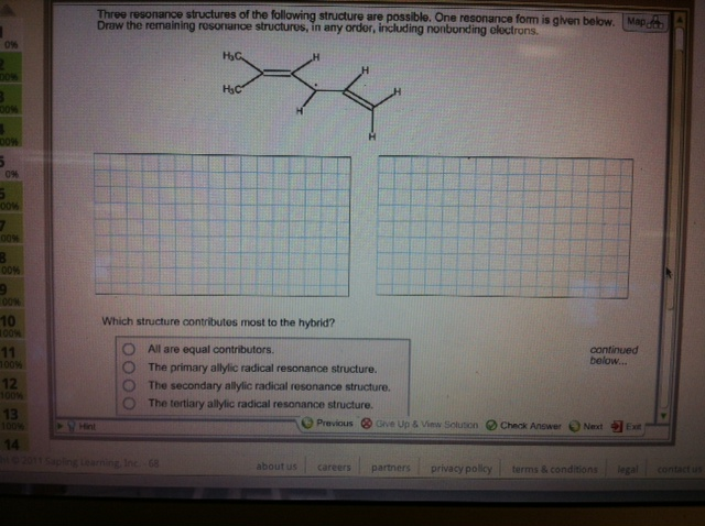 Solved Three resonance structures of the following structure | Chegg.com