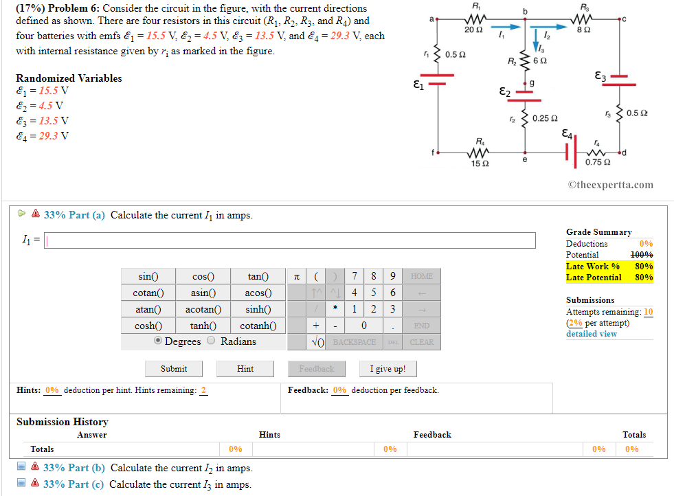 Solved (17%) Problem 6: Consider the circuit in the figure, | Chegg.com
