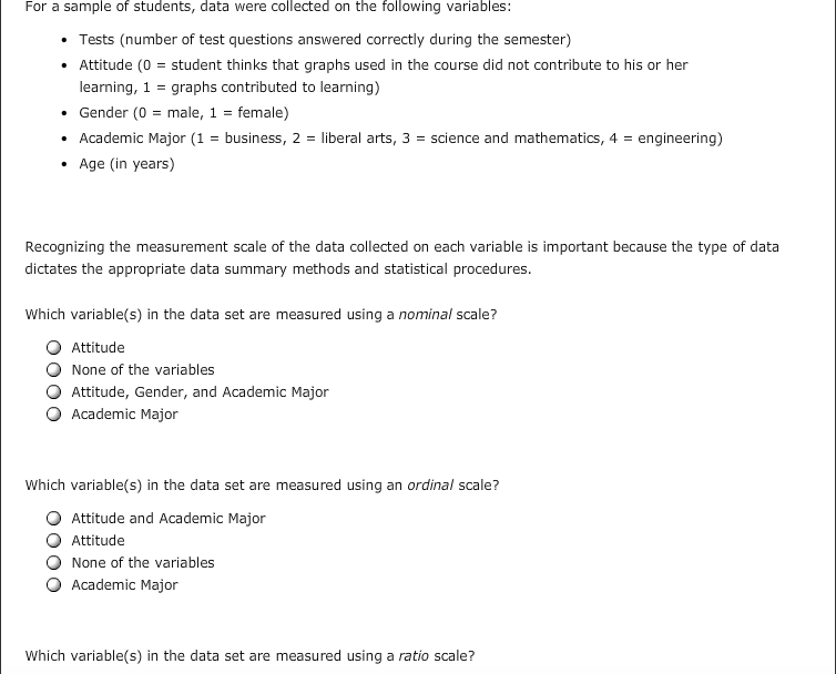 Sample Students Variables Solved For a sample of students, data were collected on the | Chegg.com