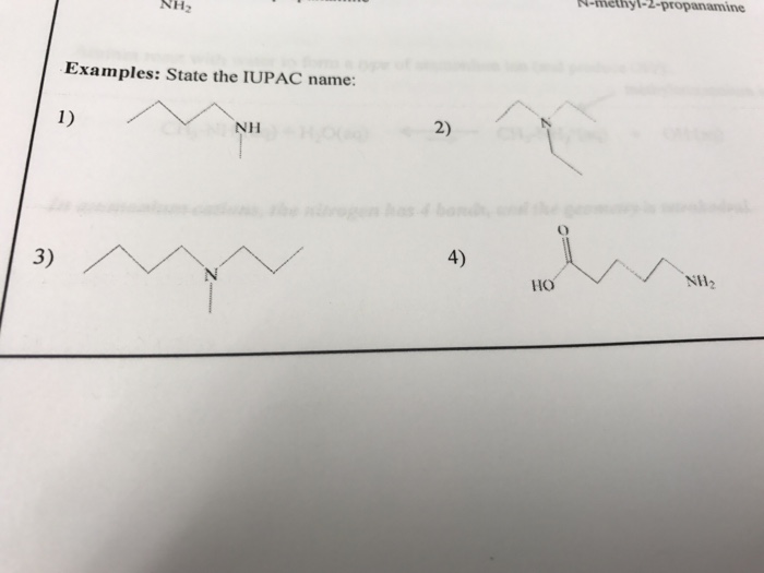 Solved N-methyl-2-propanamine Examples: State the IUPAC | Chegg.com