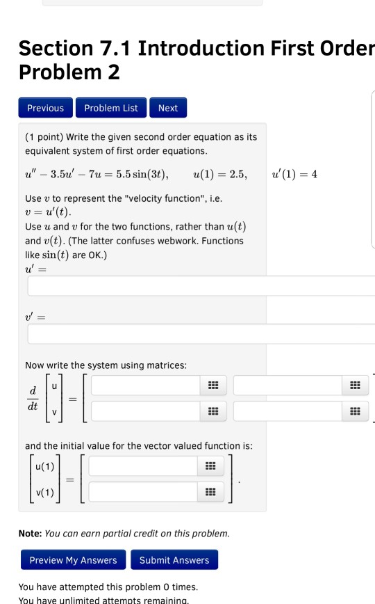 Solved Section 7.1 Introduction First Order Problem 2 | Chegg.com