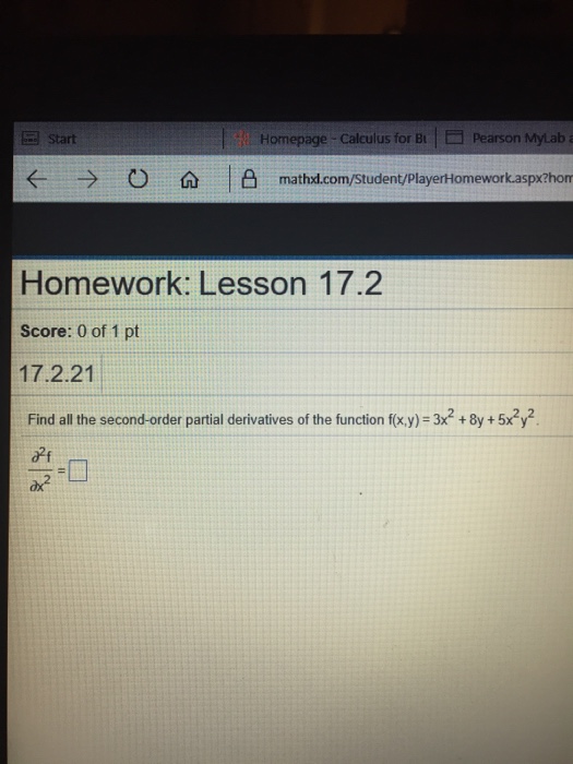 Solved Find All The Second order Partial Derivatives Of The Chegg