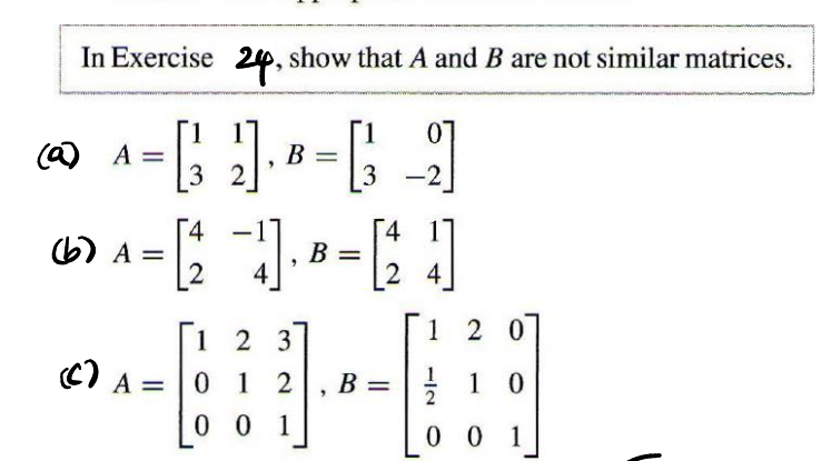 Solved Show That A And B Are Not Similar Matrices. A = [1 1 | Chegg.com