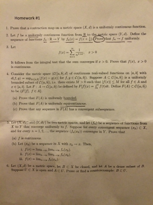 Solved Provo that a contraction map on a metric space (X, d)