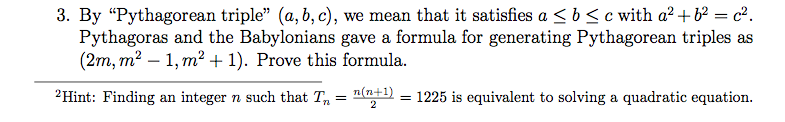 Solved By "Pythagorean Triple" (a, B, C), We Mean That It | Chegg.com