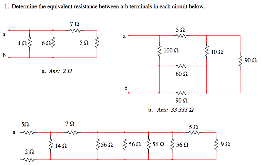 Solved 1. Determine The Equivalent Resistance Between A-b | Chegg.com