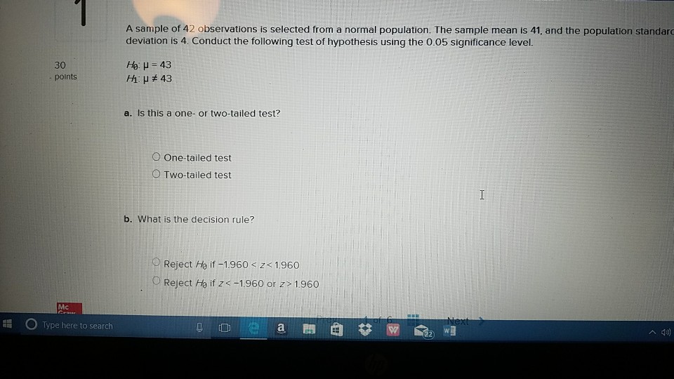 solved-a-sample-of-42-observations-is-selected-from-a-normal-chegg