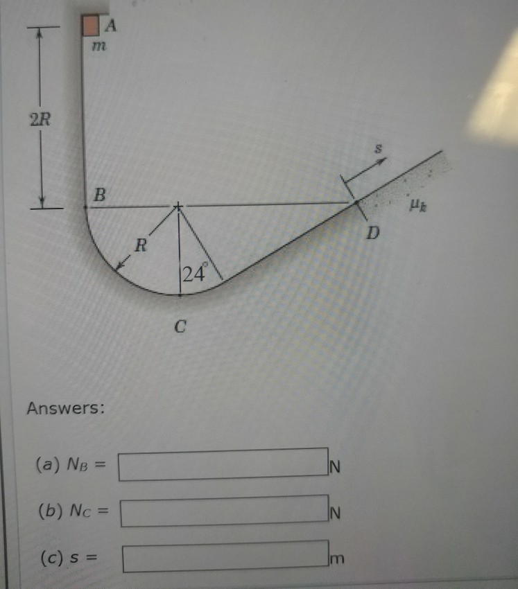 Solved The small slider of mass m = 0.76 kg is released from | Chegg.com