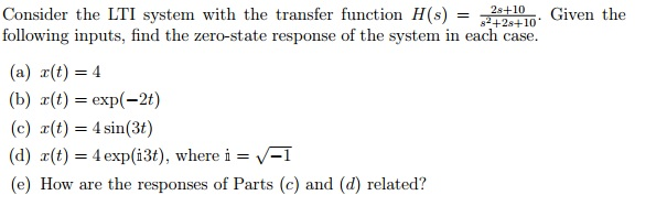 Lti Transfer Function As Series Diagram Solved Consider The