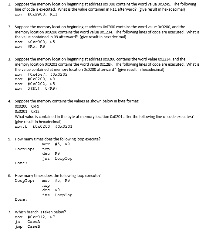 Solved Suppose The Memory Location Beginning At Address 0 | Chegg.com