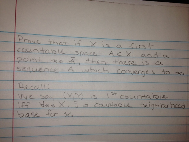 Solved Prove that if x is a first countable space A