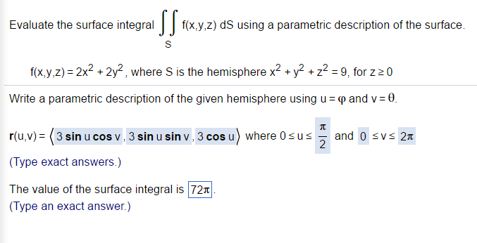 Solved Evaluate The Surface Integral Integral Integrals 3559