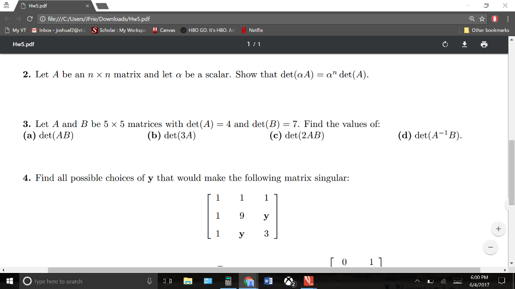 Solved Let A be an n times n matrix and let alpha be a | Chegg.com