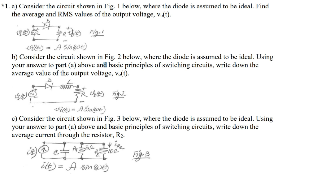 Solved #1. a) Consider the circuit shown in Fig. 1 below, | Chegg.com