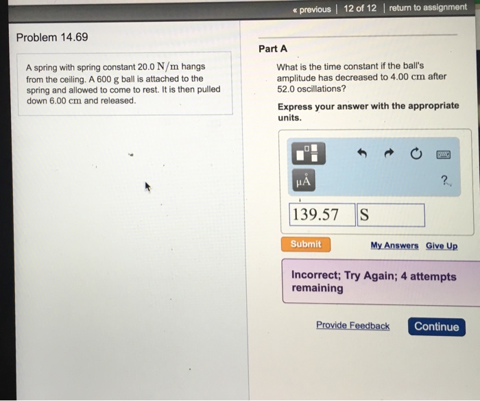 Solved A spring with spring constant 20.0 N/m hangs from the